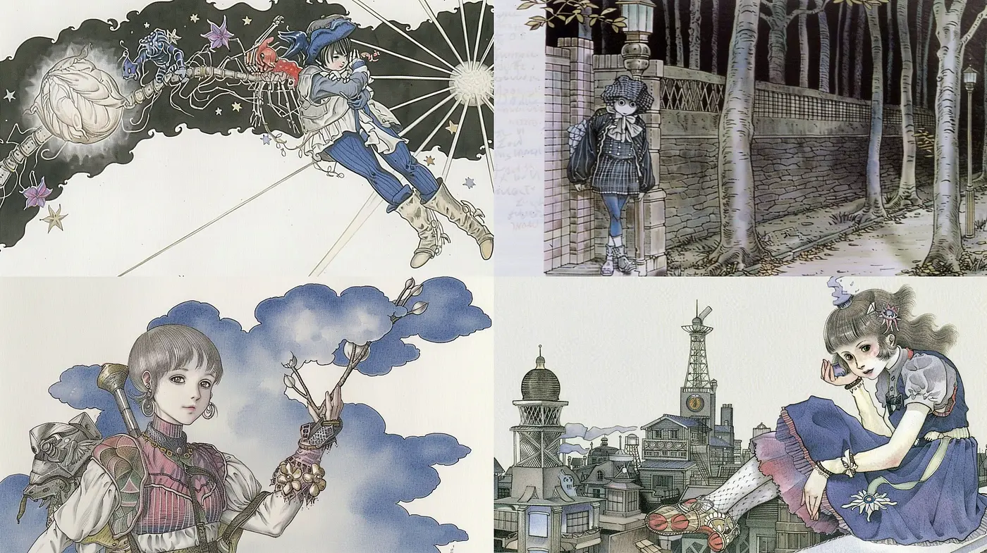 Ethereal Elegance in Muted Watercolor: A Fusion of Fantasy and Vintage Fashion - Midjourney sref style