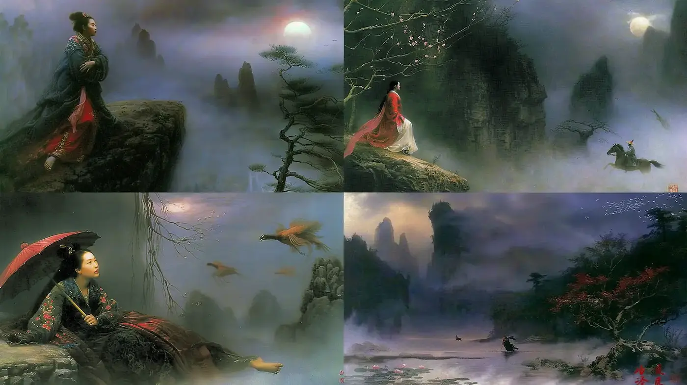 Ethereal Serenity with an Eastern Essence - Midjourney sref style