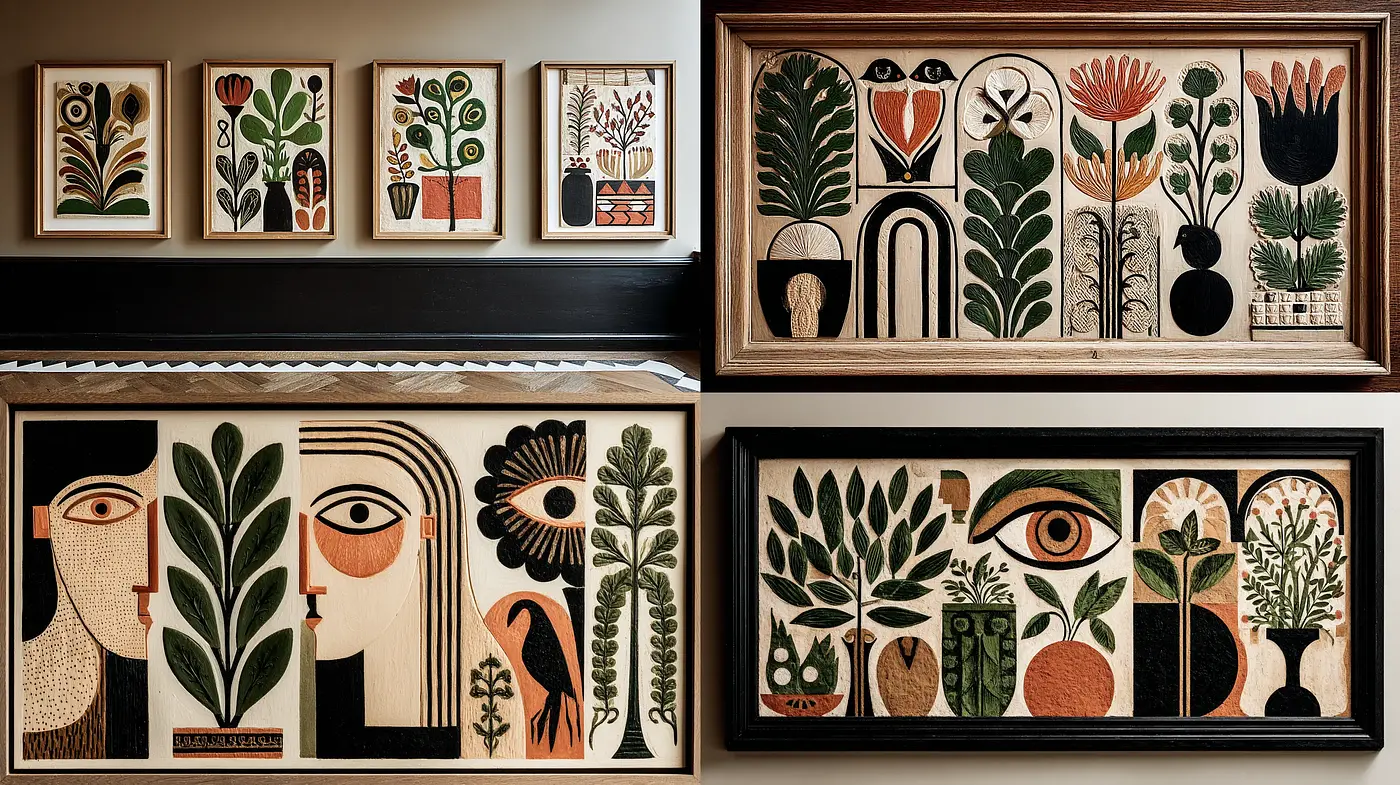 Botanical-Inspired Art with Mid-Century Modern Aesthetics - Midjourney sref style