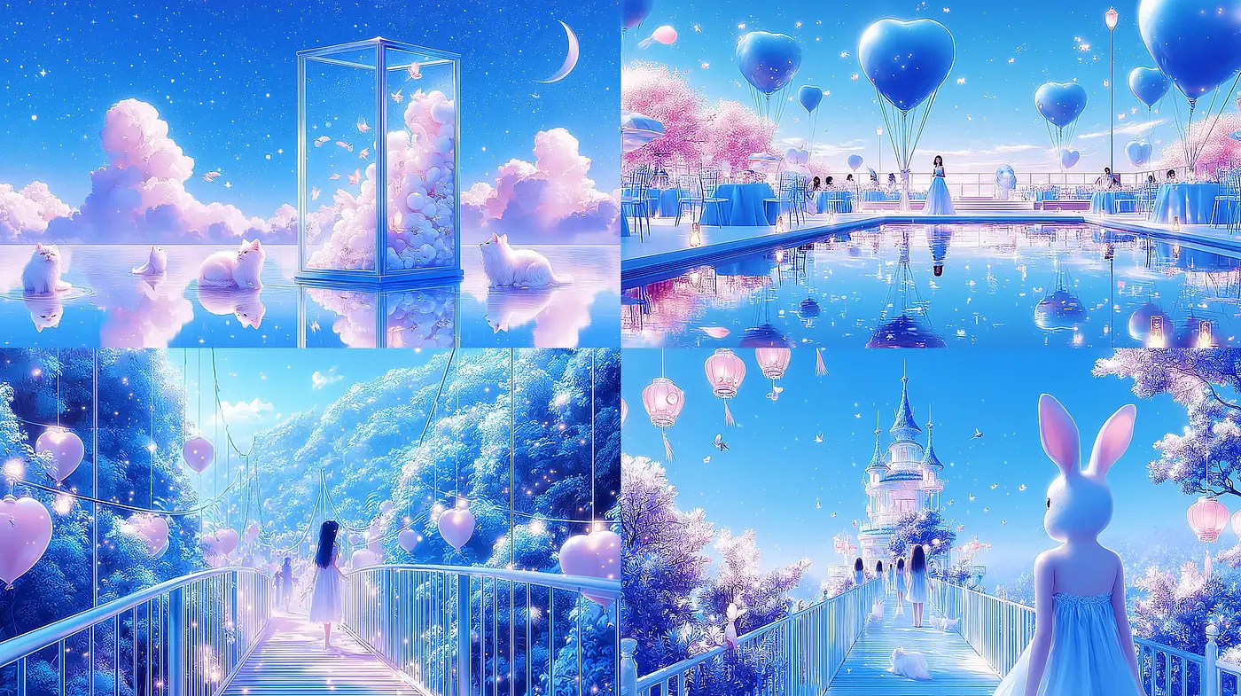 Dreamlike pastel fantasy landscapes with whimsical elements - Midjourney sref style