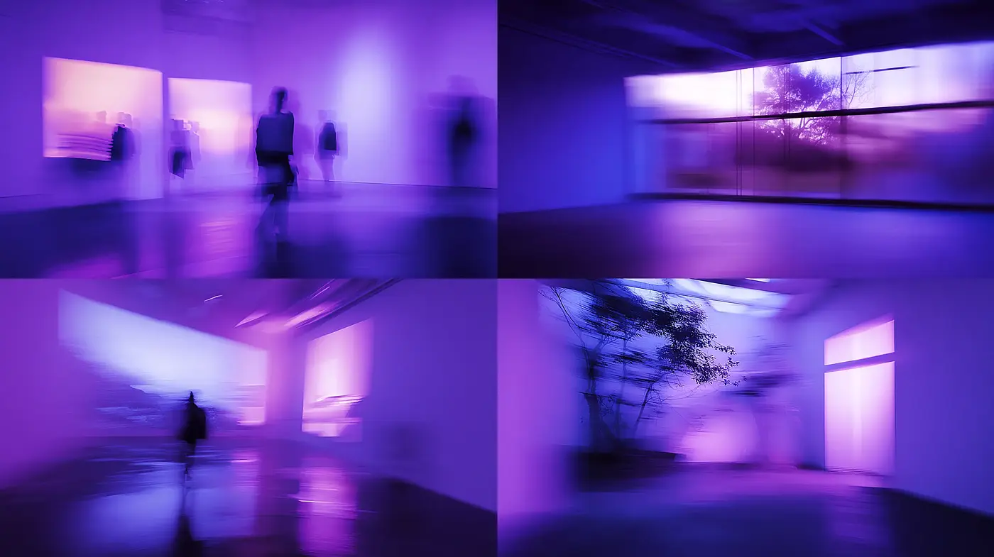Abstract and ethereal exploration of space and movement in purple hues - Midjourney sref style