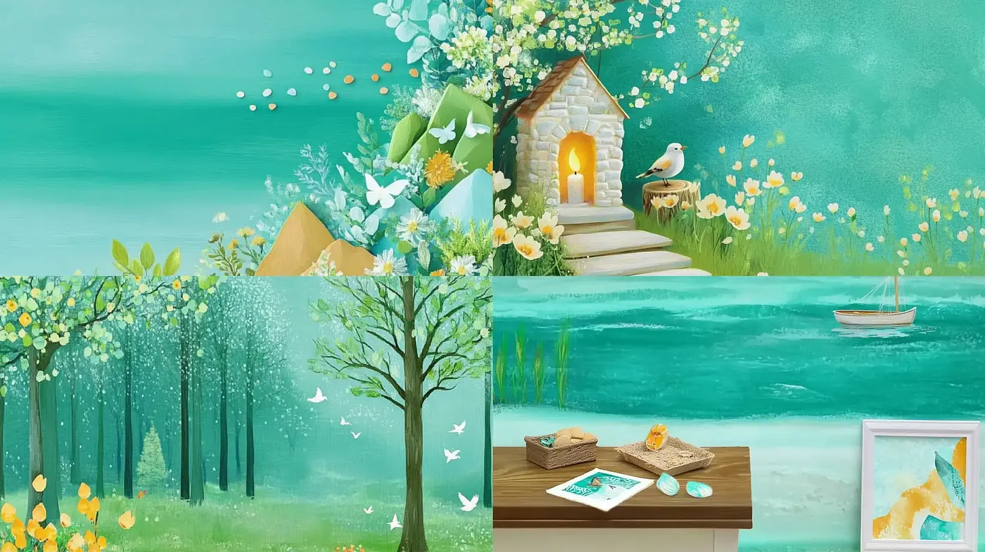 Serenity in Pastel - A Harmonious Blend of Springtime Hues and Gentle Textures - Midjourney sref style