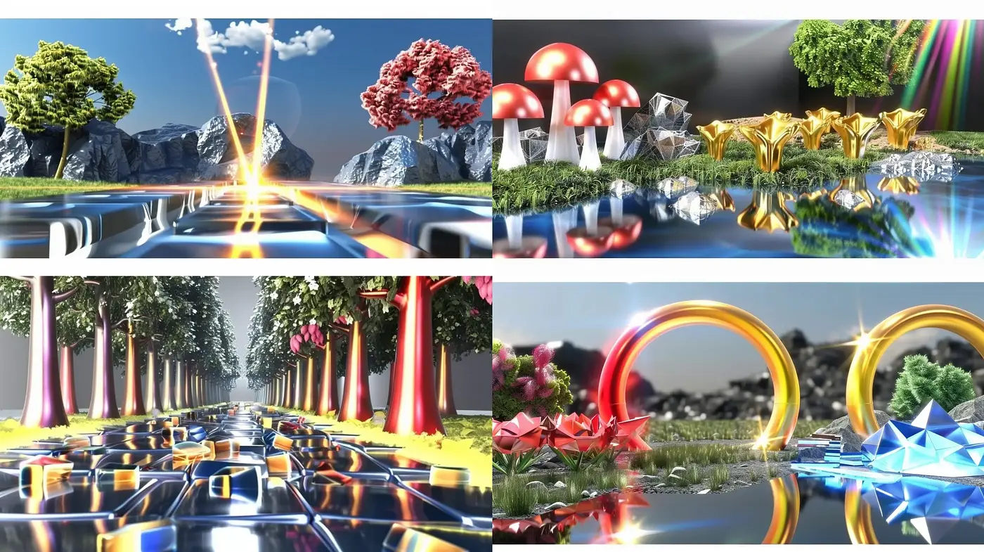 Hyper-Realistic Luminous Ecosystems with Surrealist Elements - Midjourney sref style