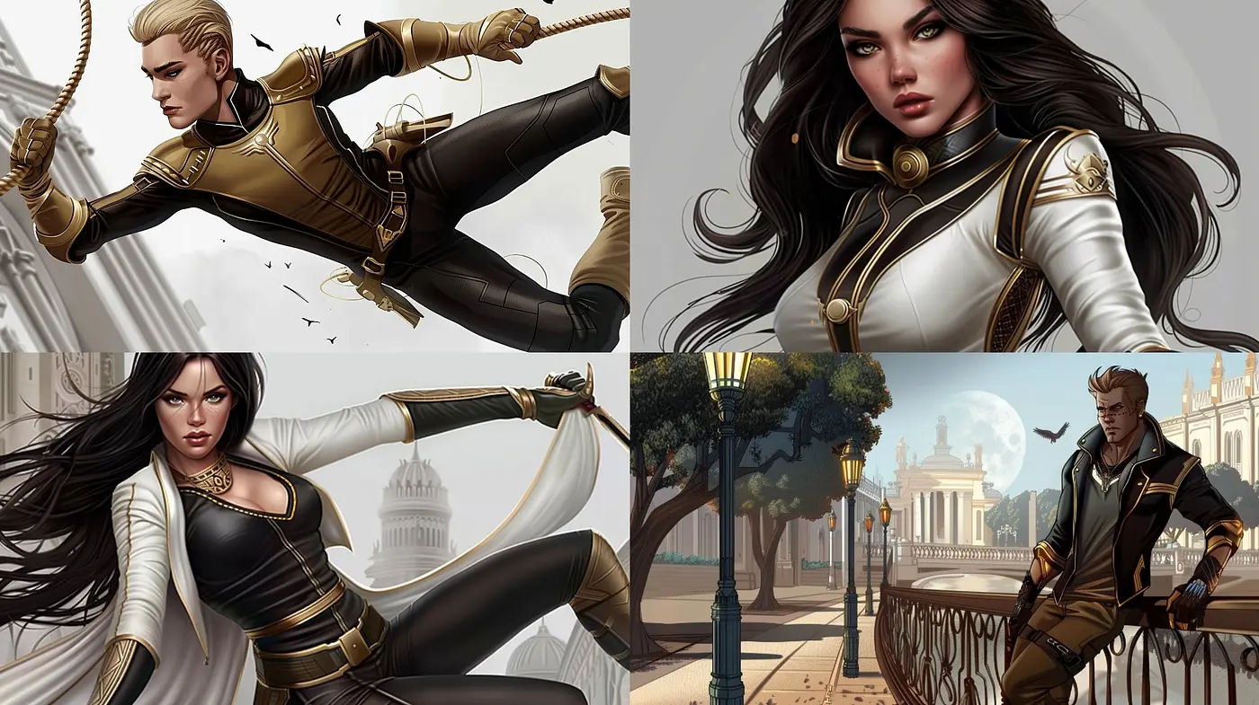 Ethereal Elegance in Monochrome and Gold - A Consistent Style Across Imaginative Realms - Midjourney sref style