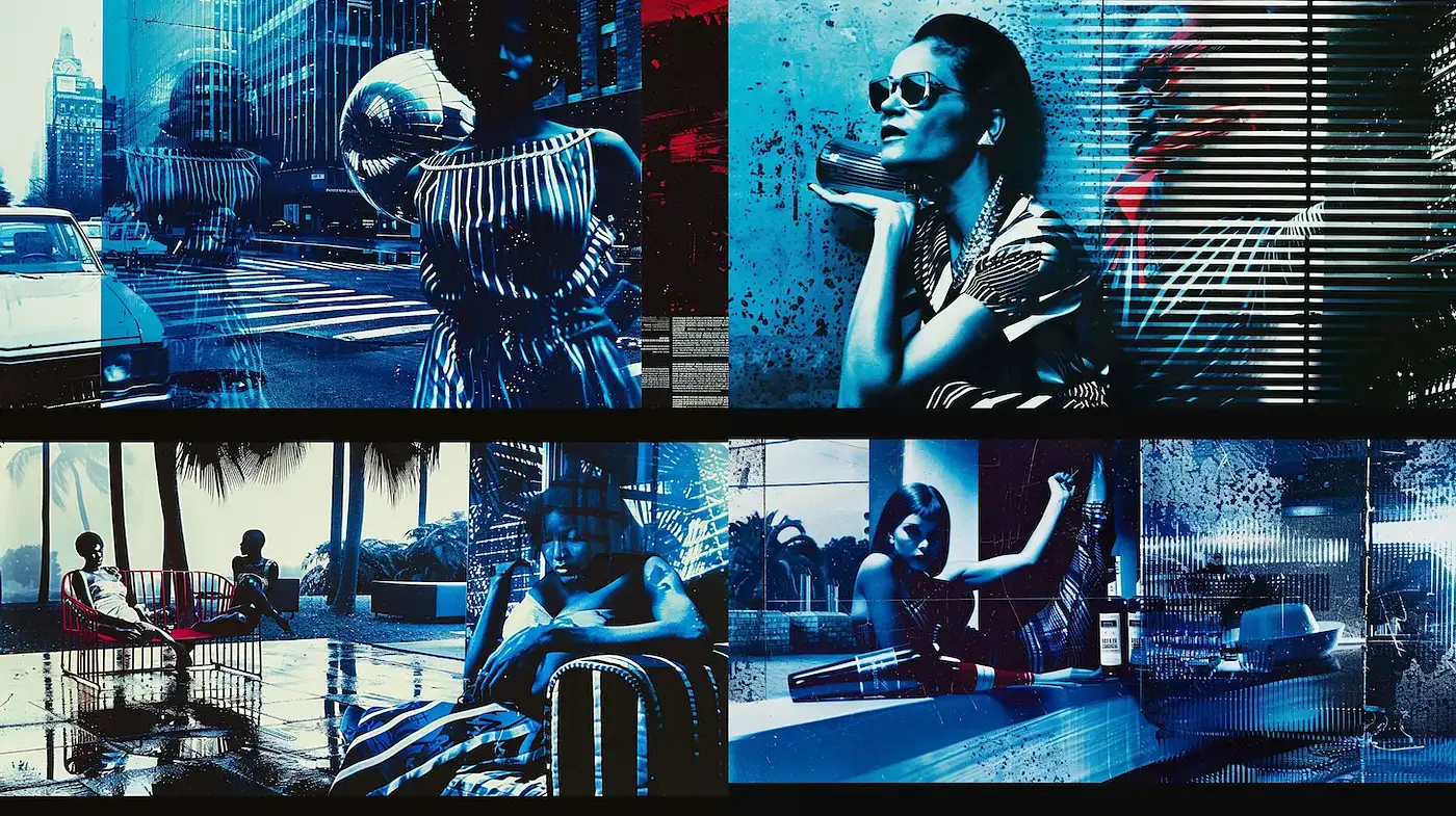Stylized Retro Futurism with Distinctive Visual Textures and Bold Contrasts - Midjourney sref style