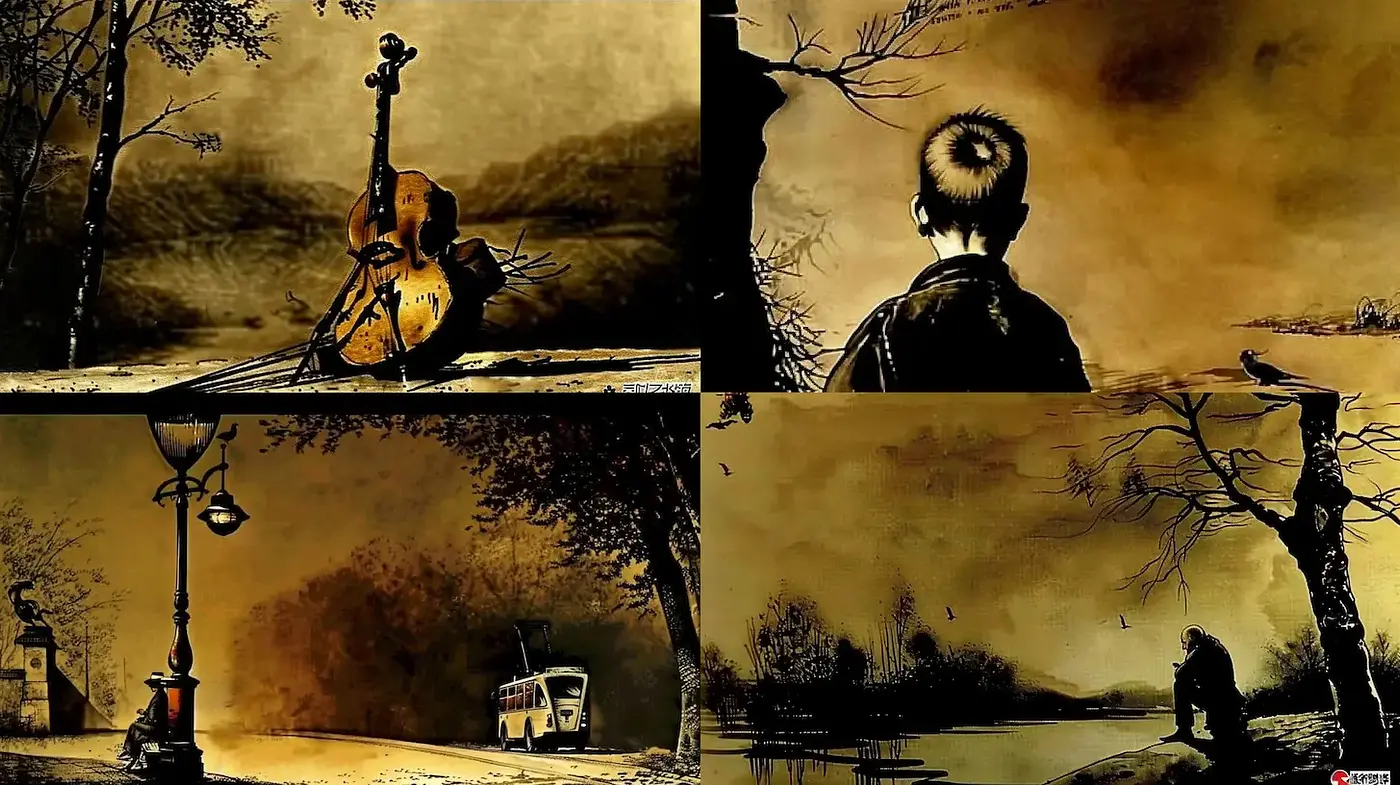 Melancholic and Ethereal Illustrated Landscapes with Vintage Influence - Midjourney sref style