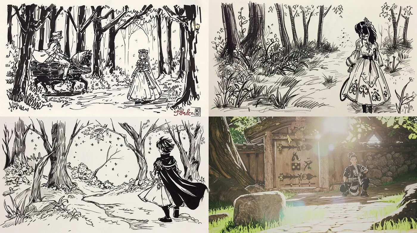 Whimsical Ink Sketch Storybook Illustrations - Midjourney sref style