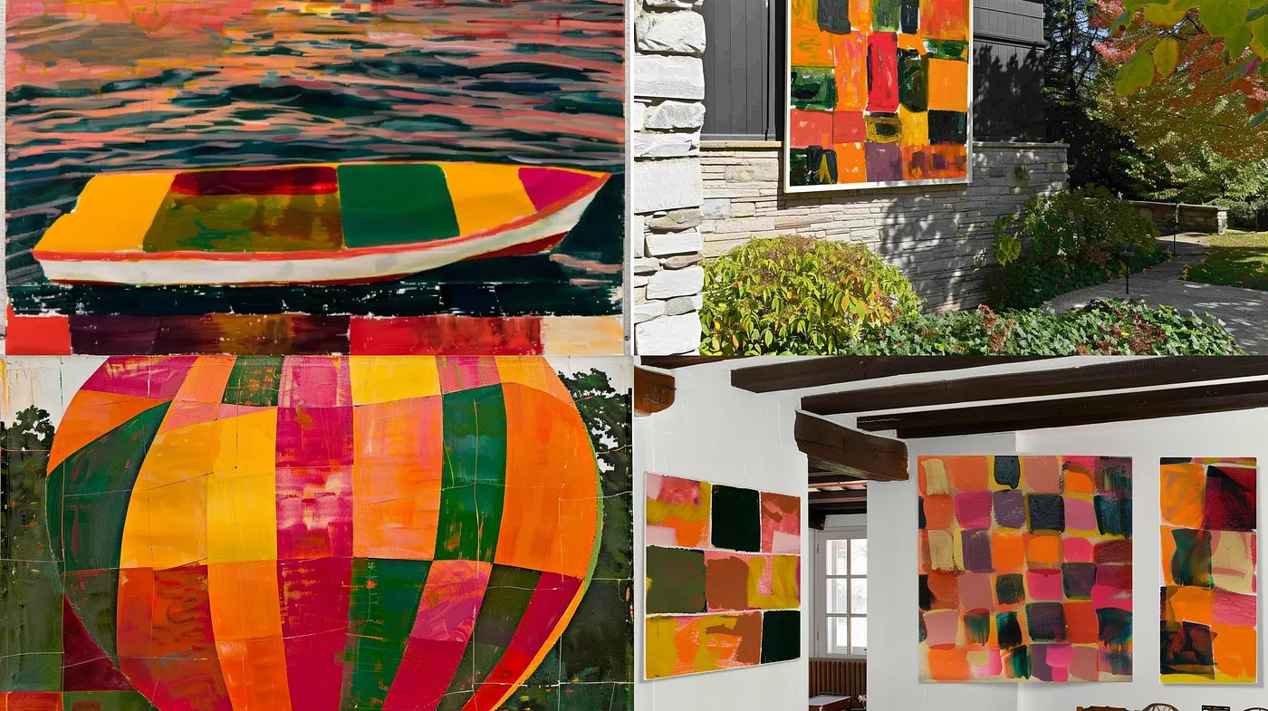 Warm Geometric Abstraction Across Varied Vistas - Midjourney sref style