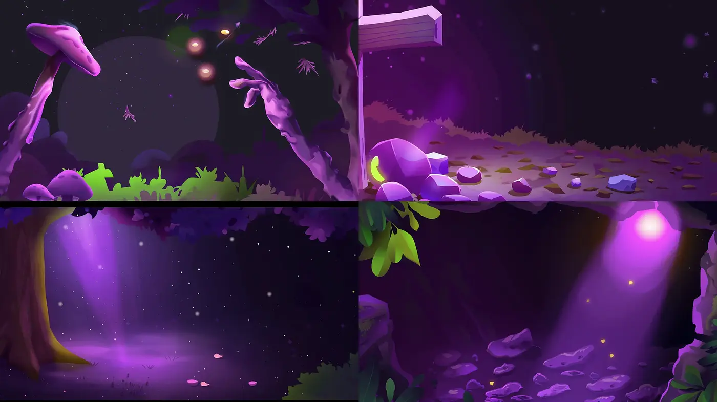 Mystical Nocturnal Landscape with Surreal Overtones - Midjourney sref style
