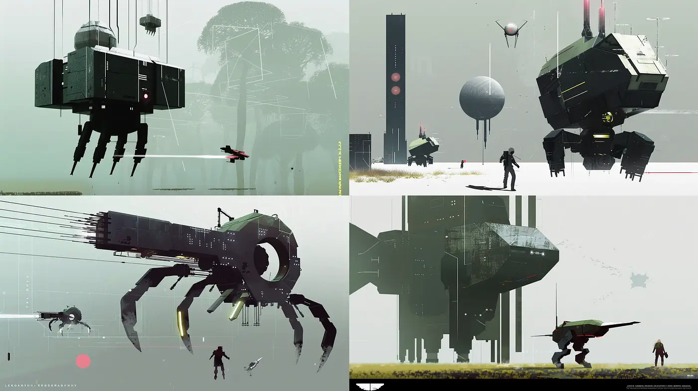 Futuristic Dystopian Vistas with a Muted Palette - Midjourney sref style