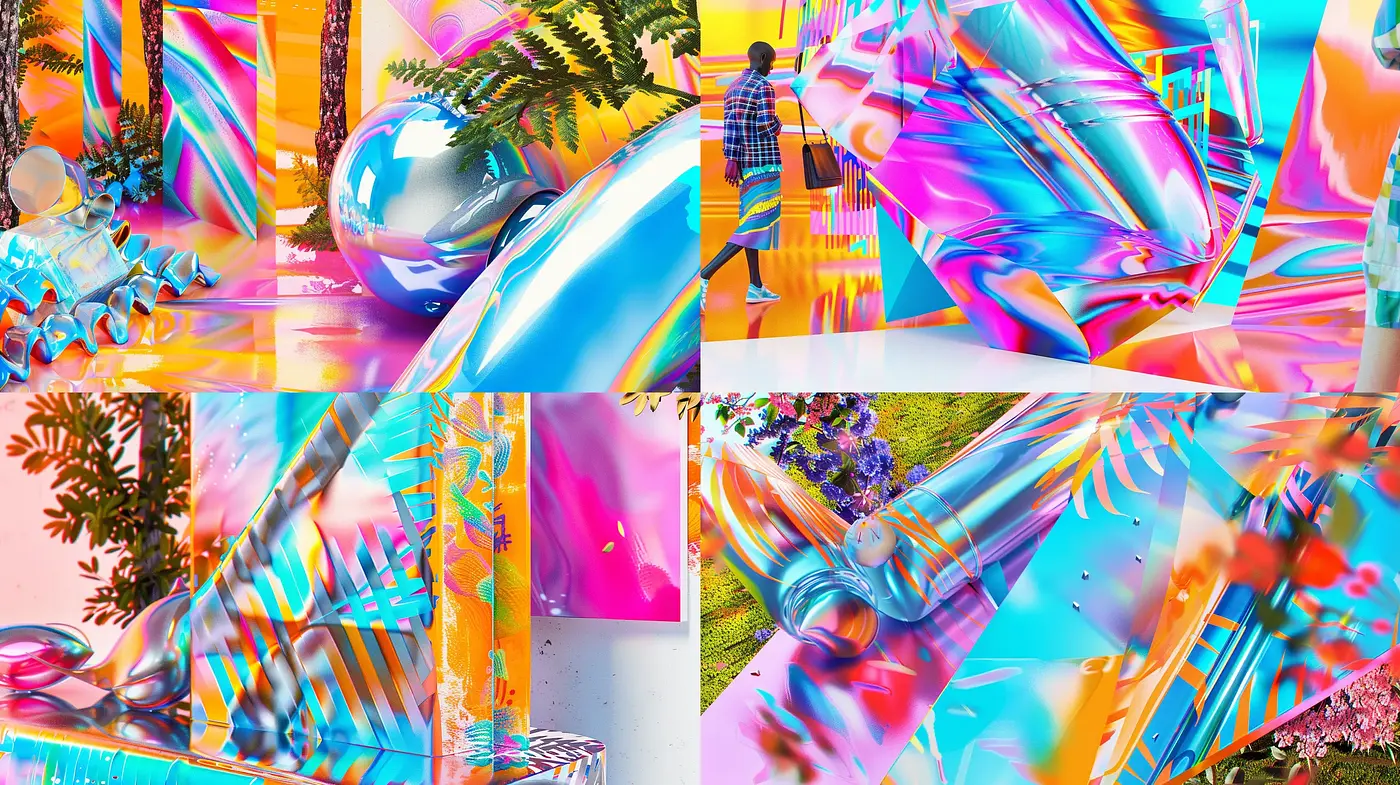 Surreal Chromatic Vibrancy: A Dazzling Fusion of Digital Artistry - Midjourney sref style