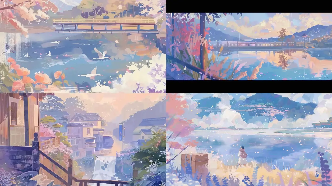 Ethereal Watercolor Dreamscapes: A Study in Pastel Hues and Serene Vistas - Midjourney sref style