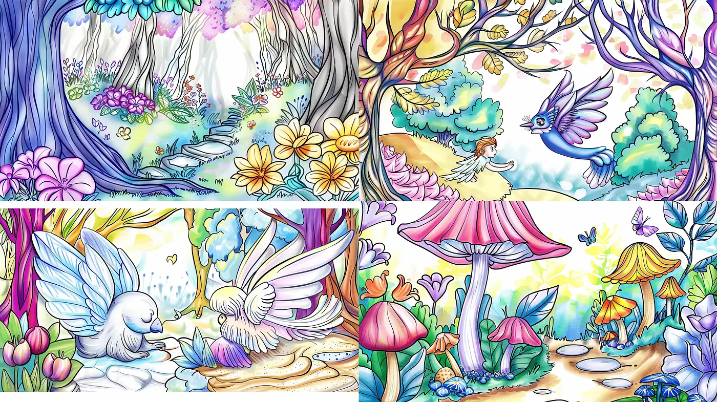 Enchanted Storybook Whimsy: A Vivid Fairy-Tale Dreamscape - Midjourney sref style