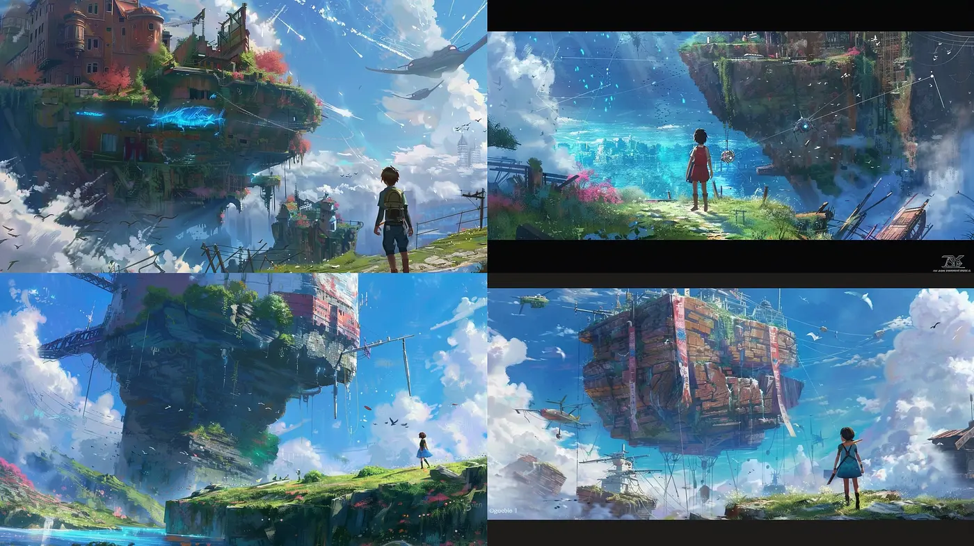 Ethereal Skybound Realms: A Consistent Exploration in Luminous and Textured Concept Art - Midjourney sref style