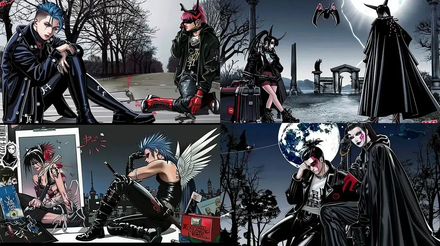 Nocturnal Cyberpunk Reverie with a Gothic Touch - Midjourney sref style