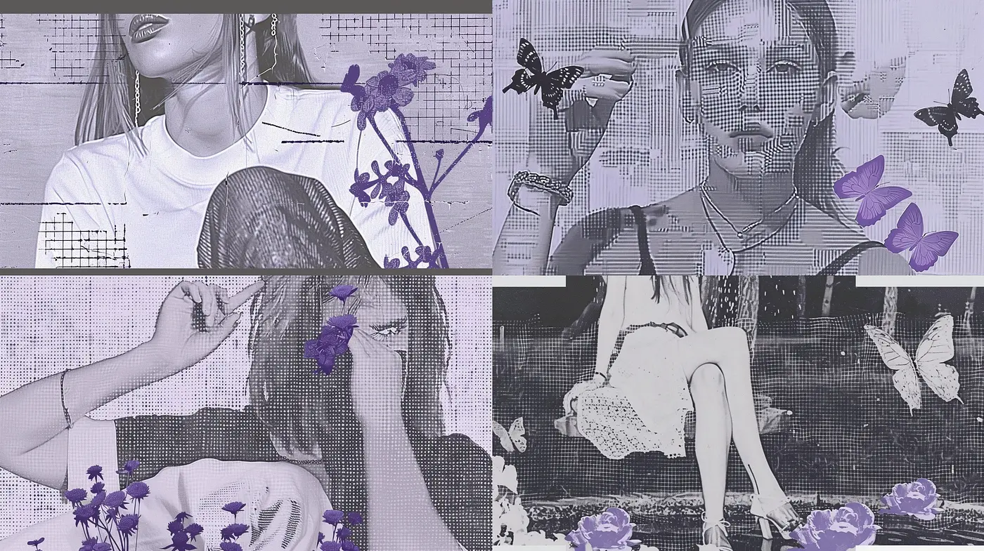 Monochromatic Halftone Harmony with Floral and Lepidopteran Motifs - Midjourney sref style