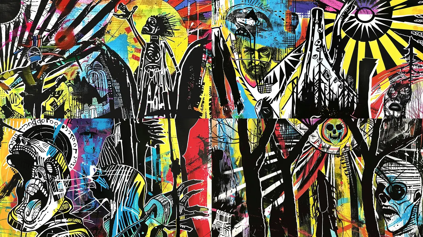 Abstract Expression of Vibrant Hues and Textural Synthesis - Midjourney sref style