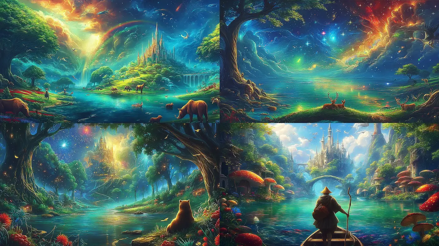 Enchanting Fantasy Landscapes with Ethereal Elements - Midjourney sref style
