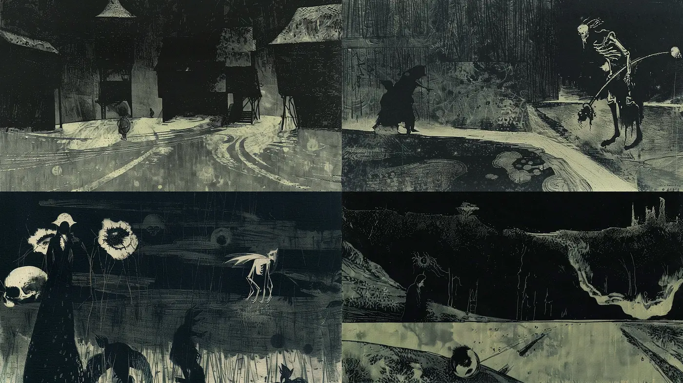 Ethereal Nocturnes of Monochromatic Dreamscape - Midjourney sref style