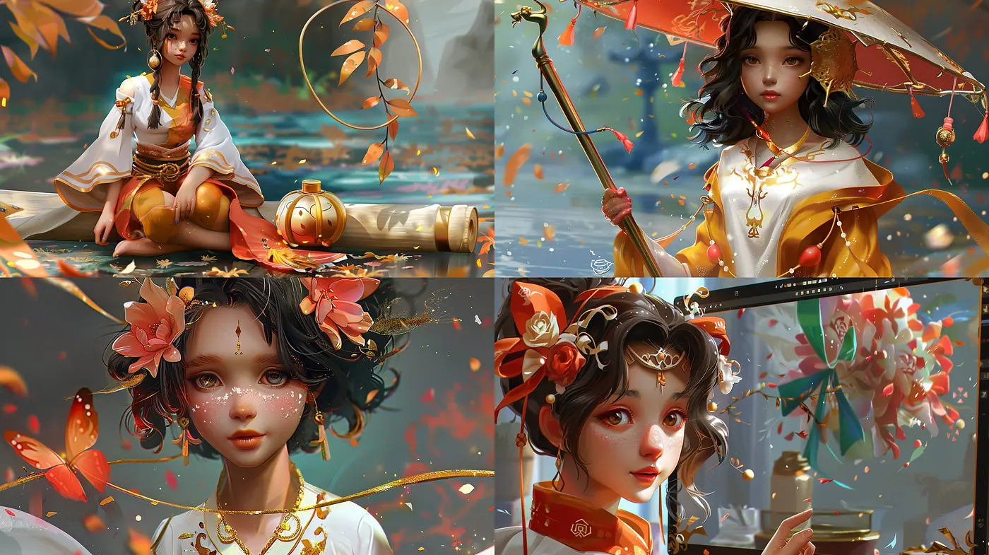 Autumnal Elegance in Digital Art: A Harmonious Blend of Warm Tones and Delicate Textures - Midjourney sref style