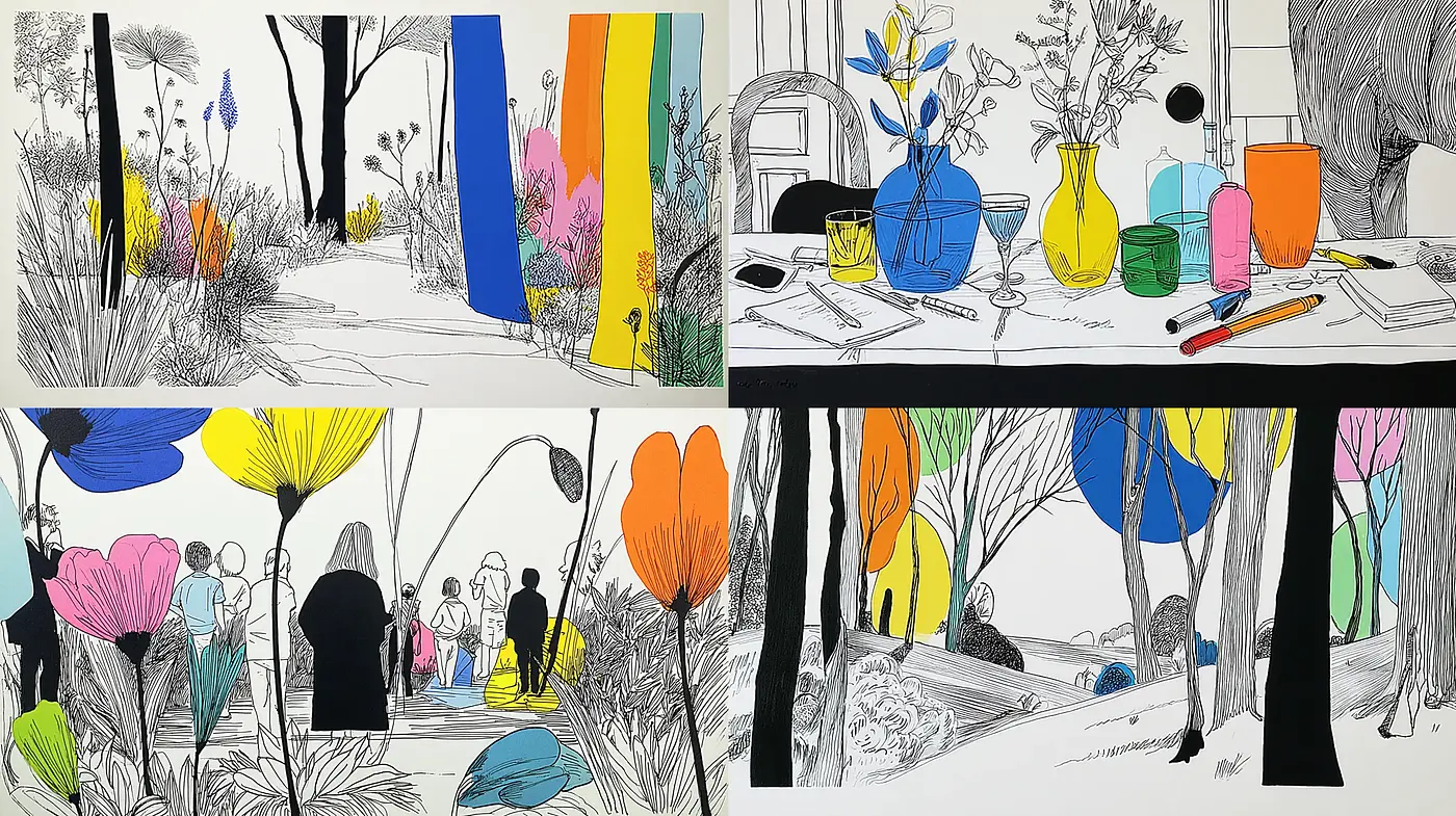 Vividly Expressive Illustrations with a Minimalist Touch - Midjourney sref style