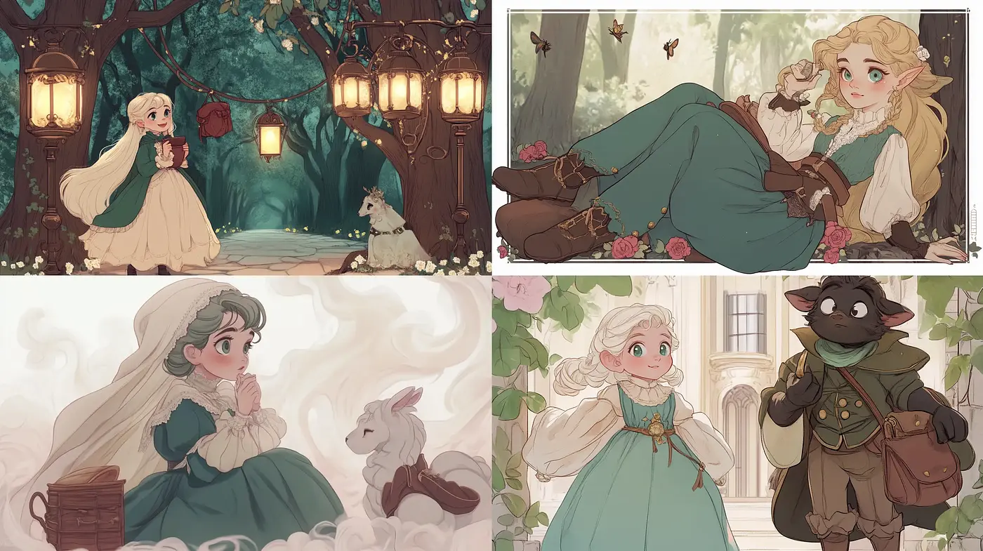 Enchanted Forest Whimsy: A Consistent Tale of Gentle Hues and Heartwarming Illustration - Midjourney sref style