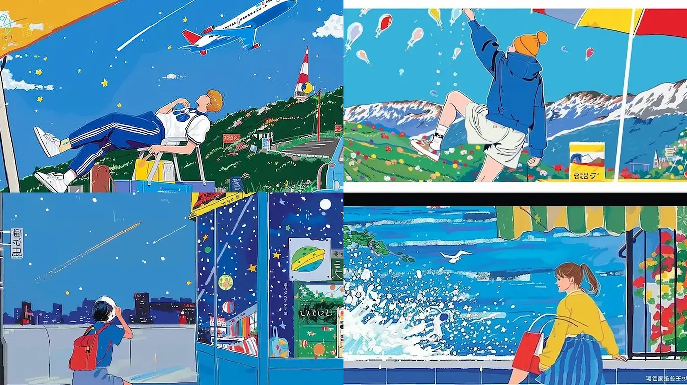 Vibrant Contemporary Illustrations with a Playful Aesthetic - Midjourney sref style