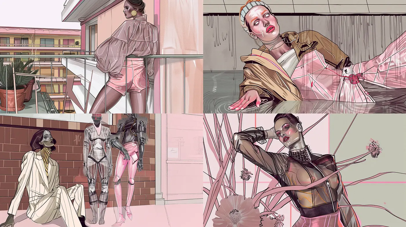 Retrofuturistic Elegance with Sleek Lines and Pastel Tones - Midjourney sref style