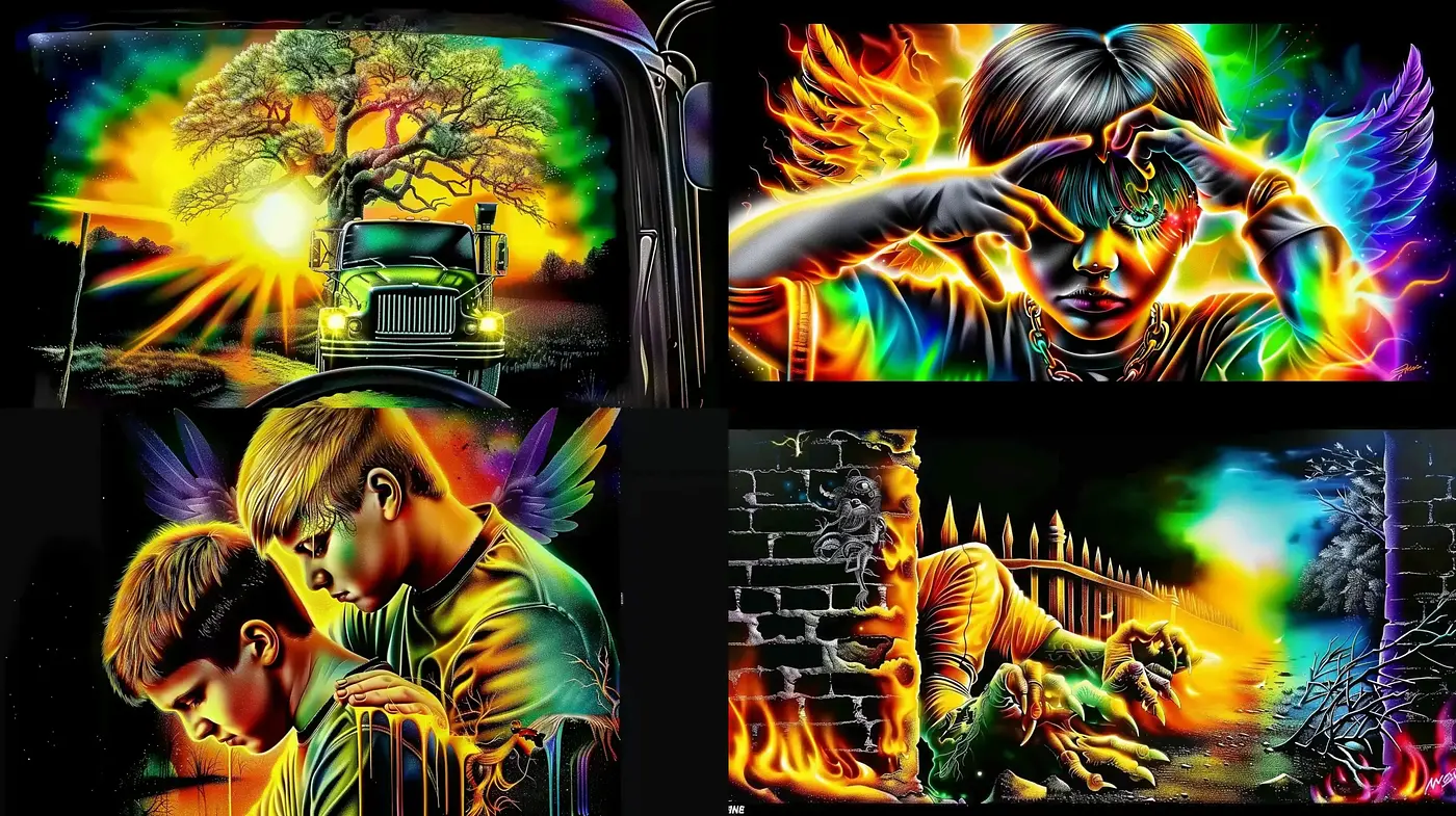 Luminous Spectrum Fantasia: A Vivid Synthesis of Neon Realms - Midjourney sref style