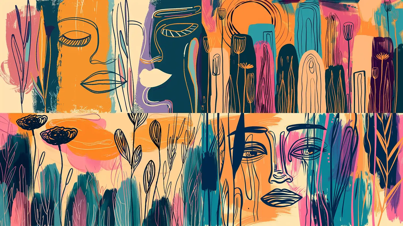Abstract Expressionist Fusion with a Modern Graphic Novel Aesthetic - Midjourney sref style