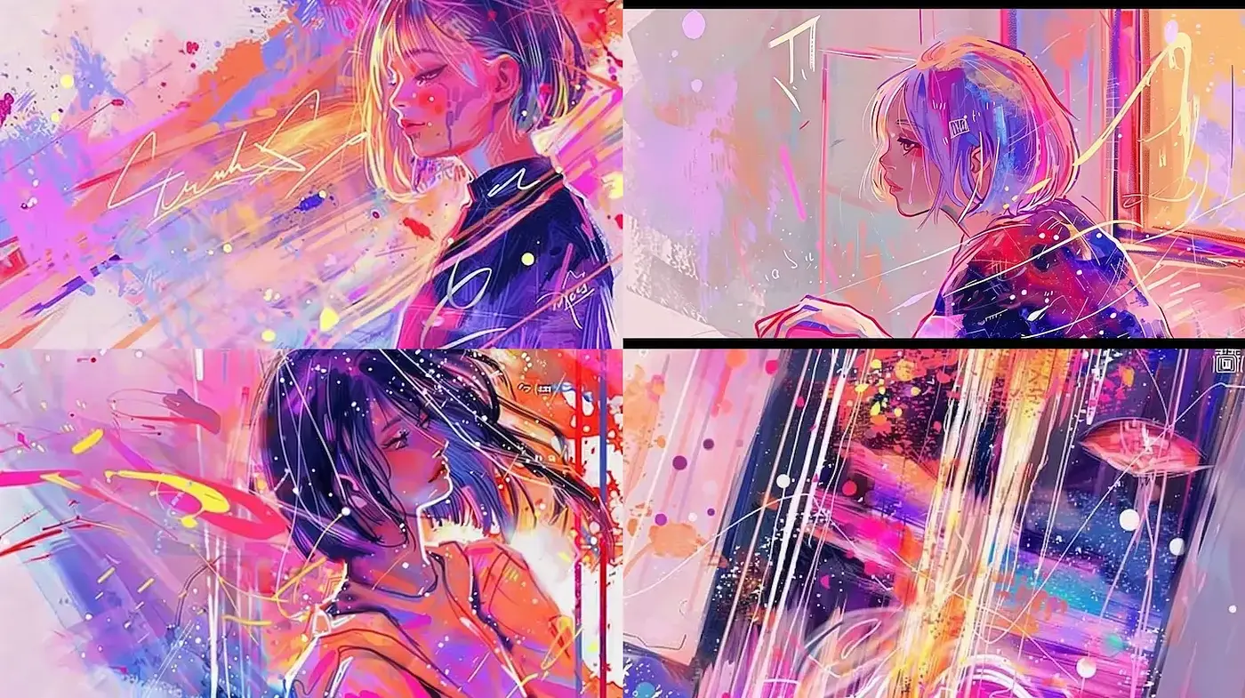 Vibrant and Expressive Digital Portraits with Abstract Elements - Midjourney sref style