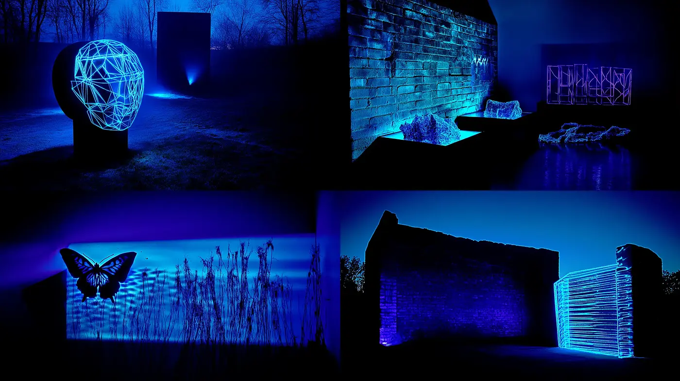 Nocturnal Tranquility in Ultramarine: A Study in Monochromatic Serenity - Midjourney sref style