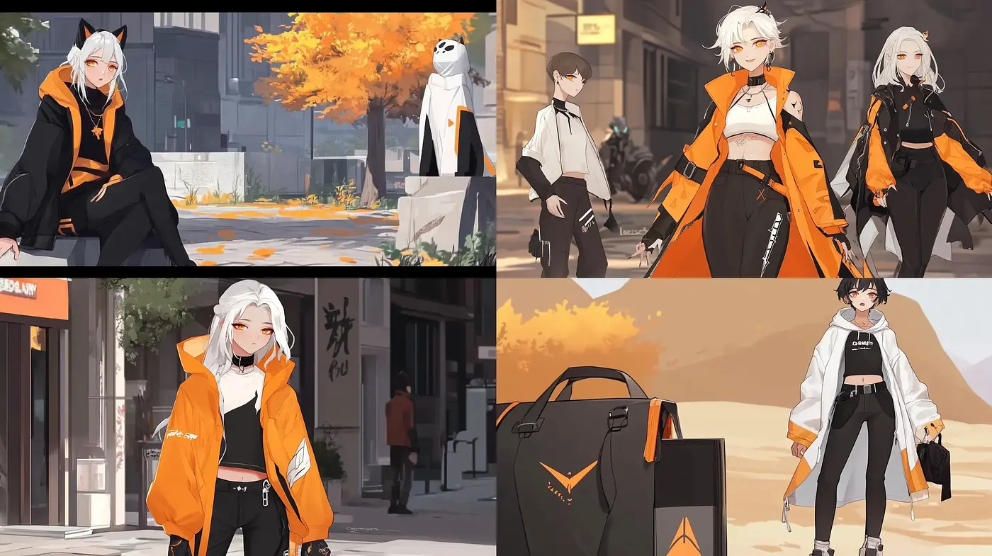 Modern Anime Essence with Autumnal Hues and Sharp Contrasts - Midjourney sref style