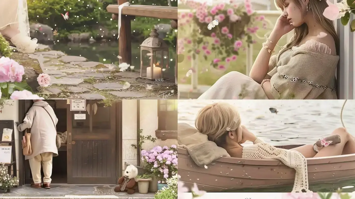 Whimsical and Serene Nature-inspired Aesthetic in a Soft Color Palette - Midjourney sref style