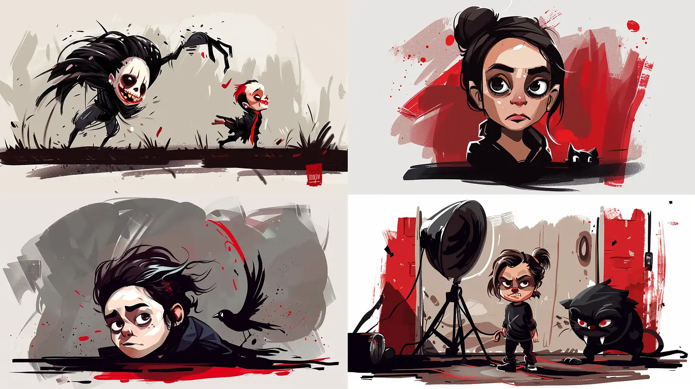 Dynamic Brushwork and Expressive Strokes in Contemporary Stylized Illustrations - Midjourney sref style