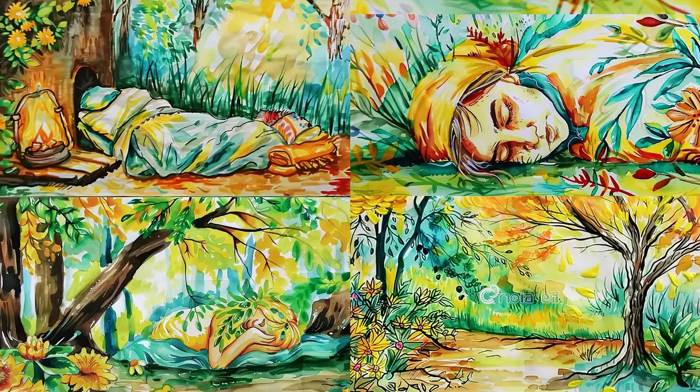 Whimsical Watercolor Dreamscape Visions with a Vibrant, Autumnal Essence - Midjourney sref style