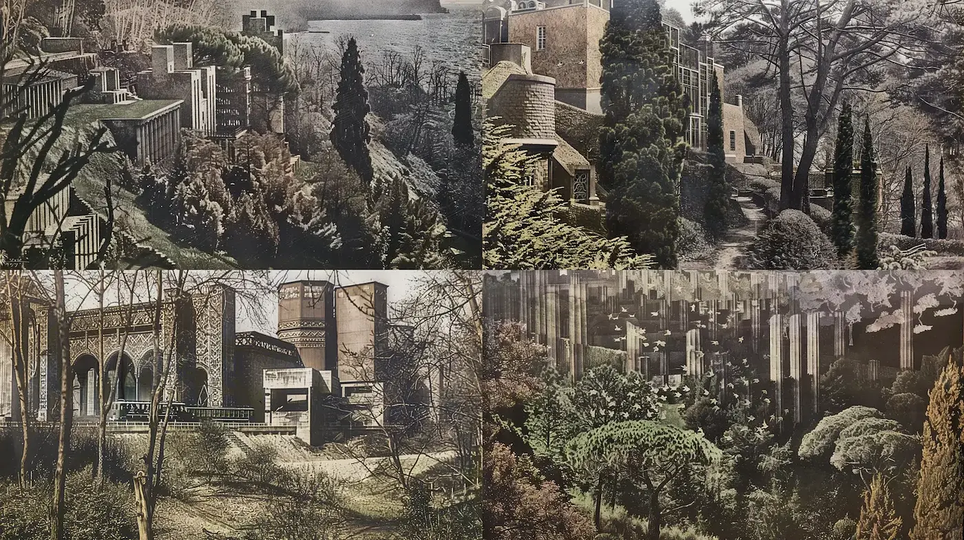 Distinctive Architectural Landscapes with Nature Integration - Midjourney sref style
