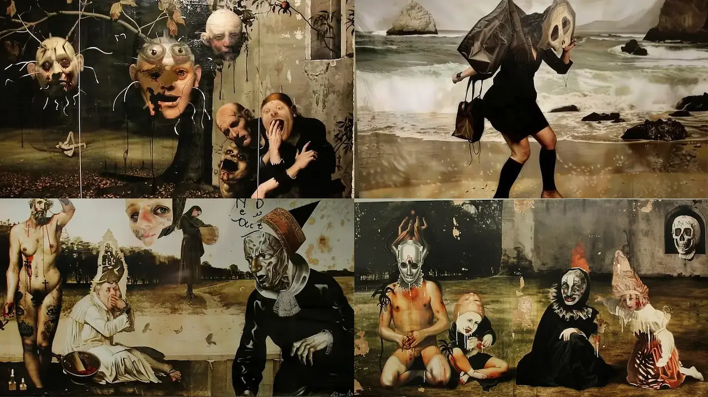 Surreal, hauntingly evocative style blending elements of horror and curiosity - Midjourney sref style
