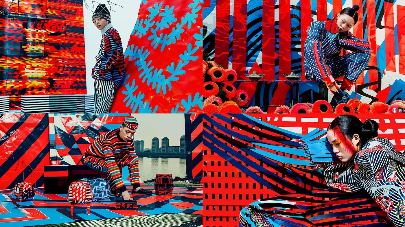 Vibrant Contemporary Street Art Aesthetic with Geometric Patterns - Midjourney sref style