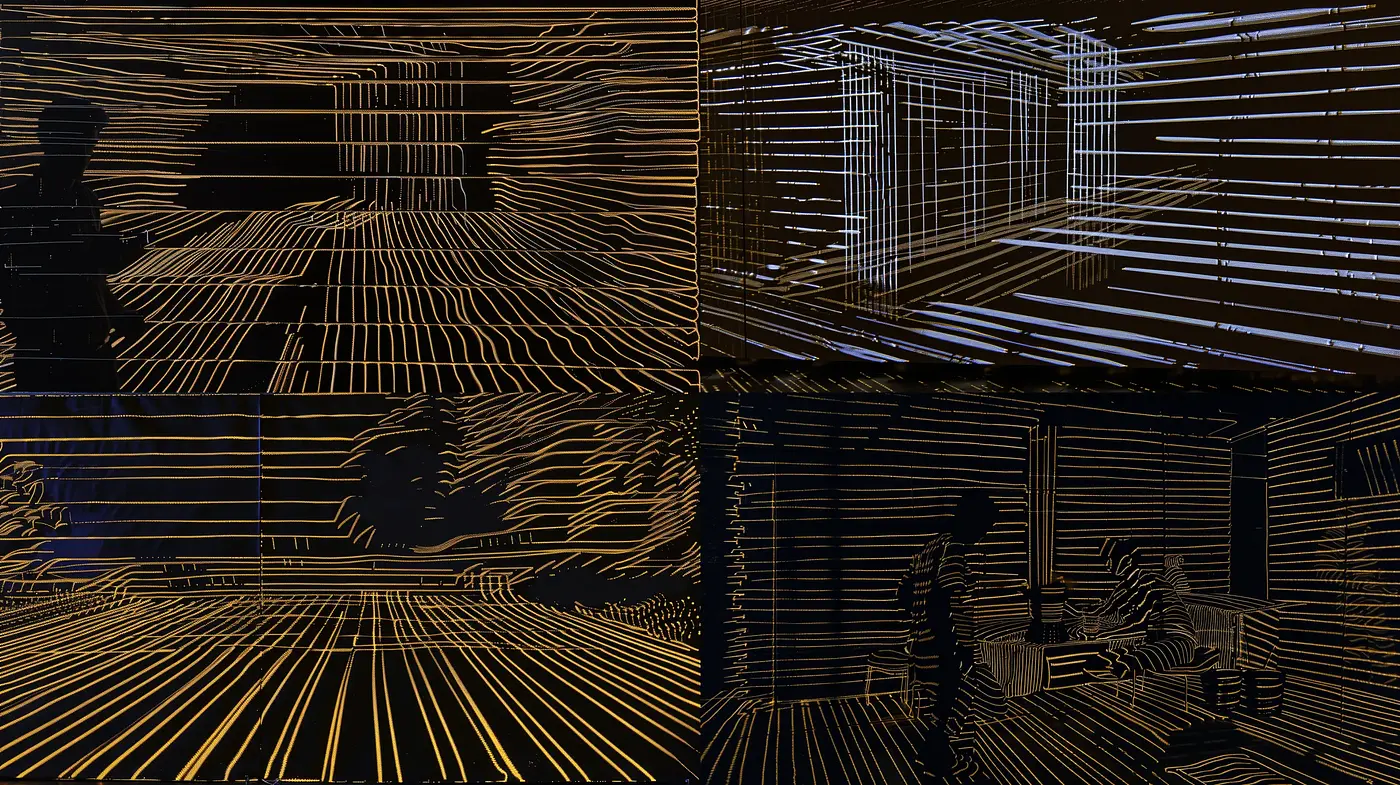 Abstract Linear Luminance - A Study in Stark Contrasted Contours - Midjourney sref style