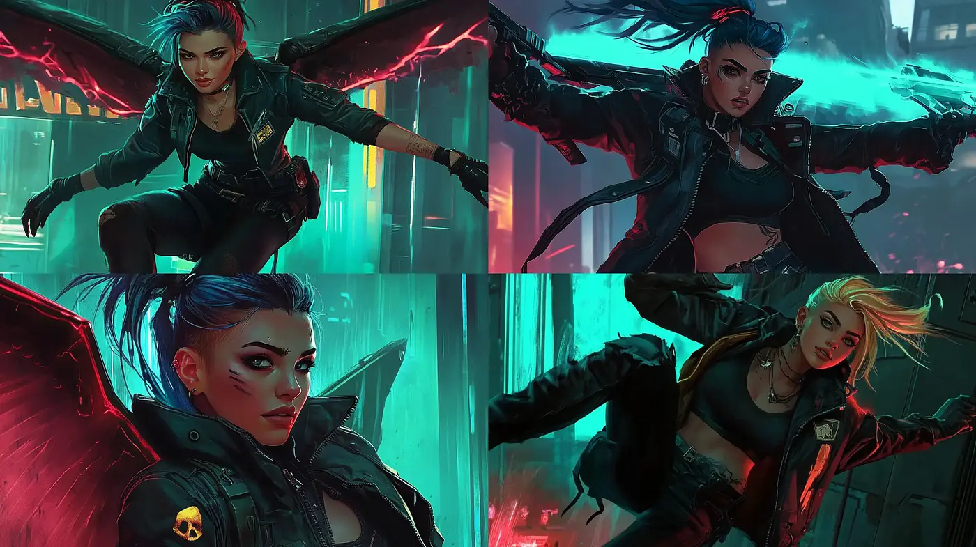 Cyberpunk Vigor: Neon-Infused Artistic Fusion - Midjourney sref style