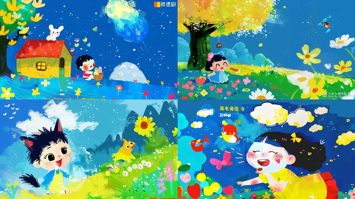 Whimsical Childhood Dreamscape in Vivid Brushstrokes - Midjourney sref style