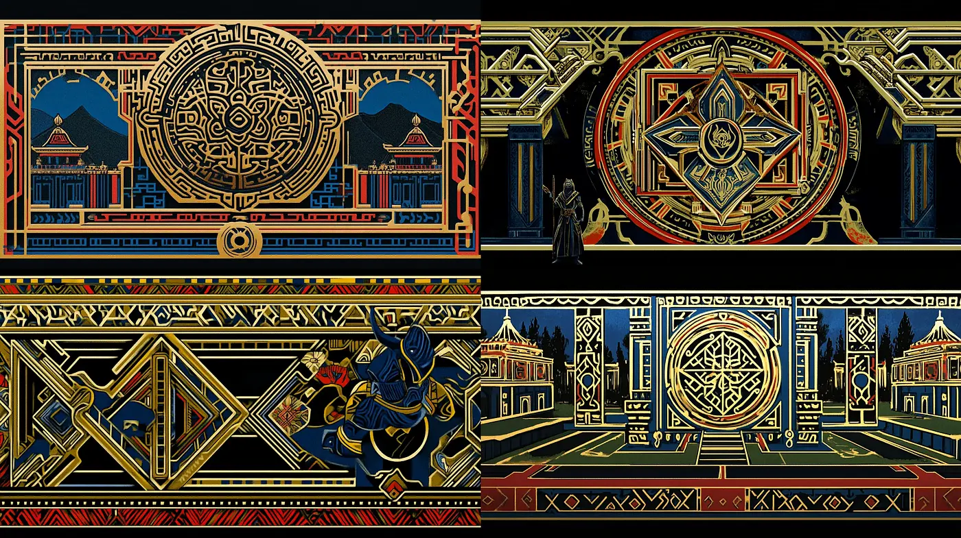 Neo-Futuristic Aztec Codex: A Luminous Intersection of Ancient and Advanced Aesthetics - Midjourney sref style