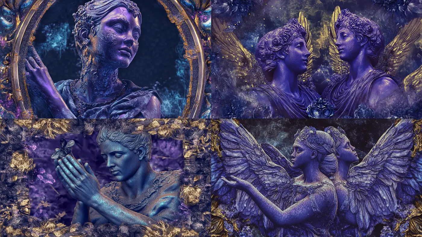Ethereal Sapphire Elegance: A Study in Monochromatic Fantasy - Midjourney sref style