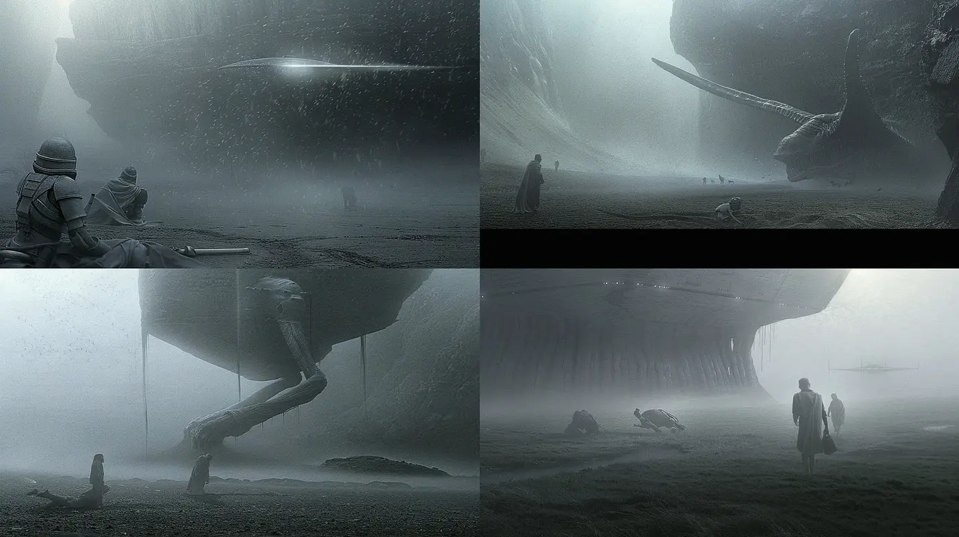 Monochromatic Dreamscape: Ethereal Visions in Grayscale - Midjourney sref style