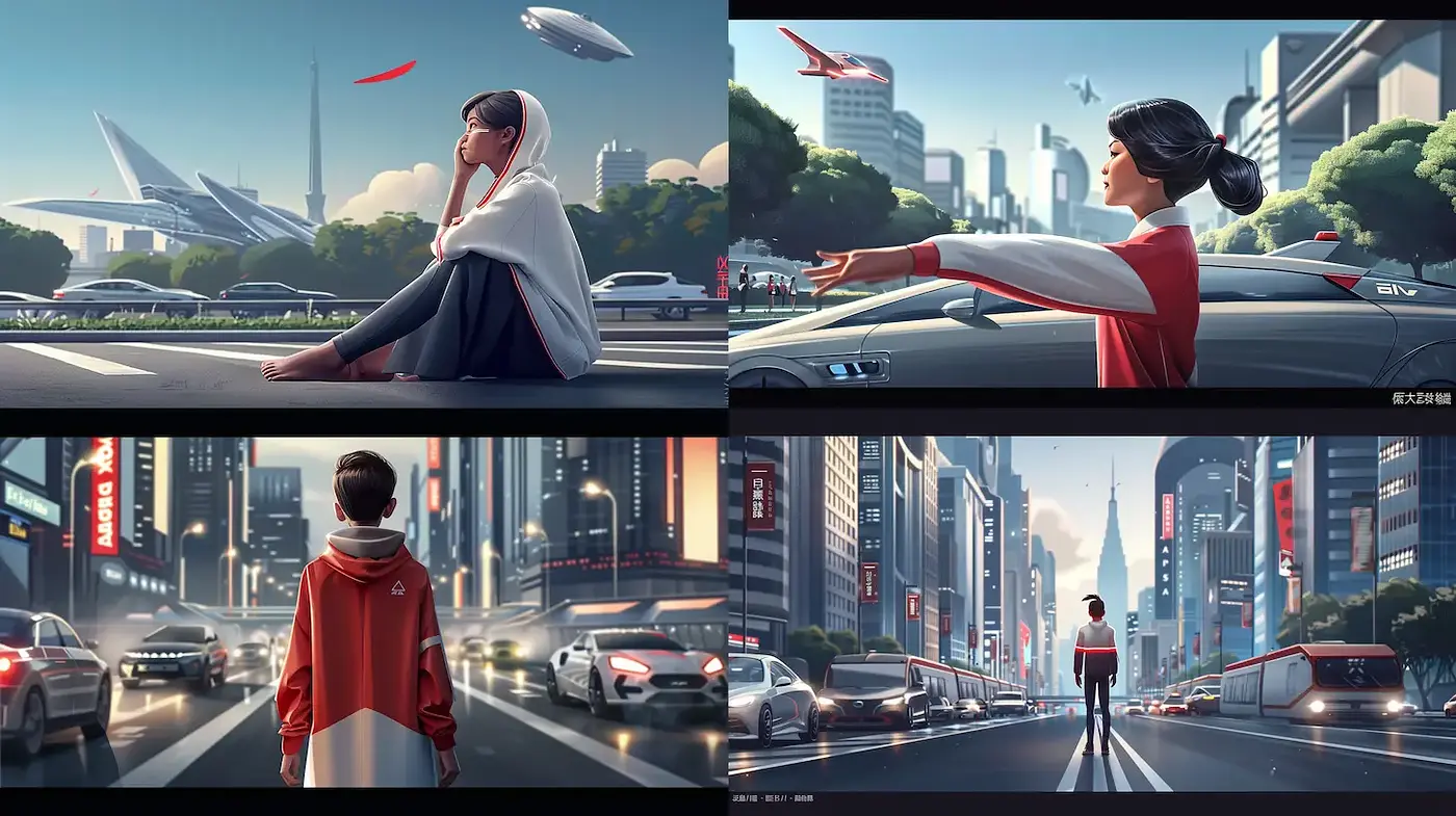 Futuristic Urban Scenes with a Blend of Realism and Digital Art - Midjourney sref style