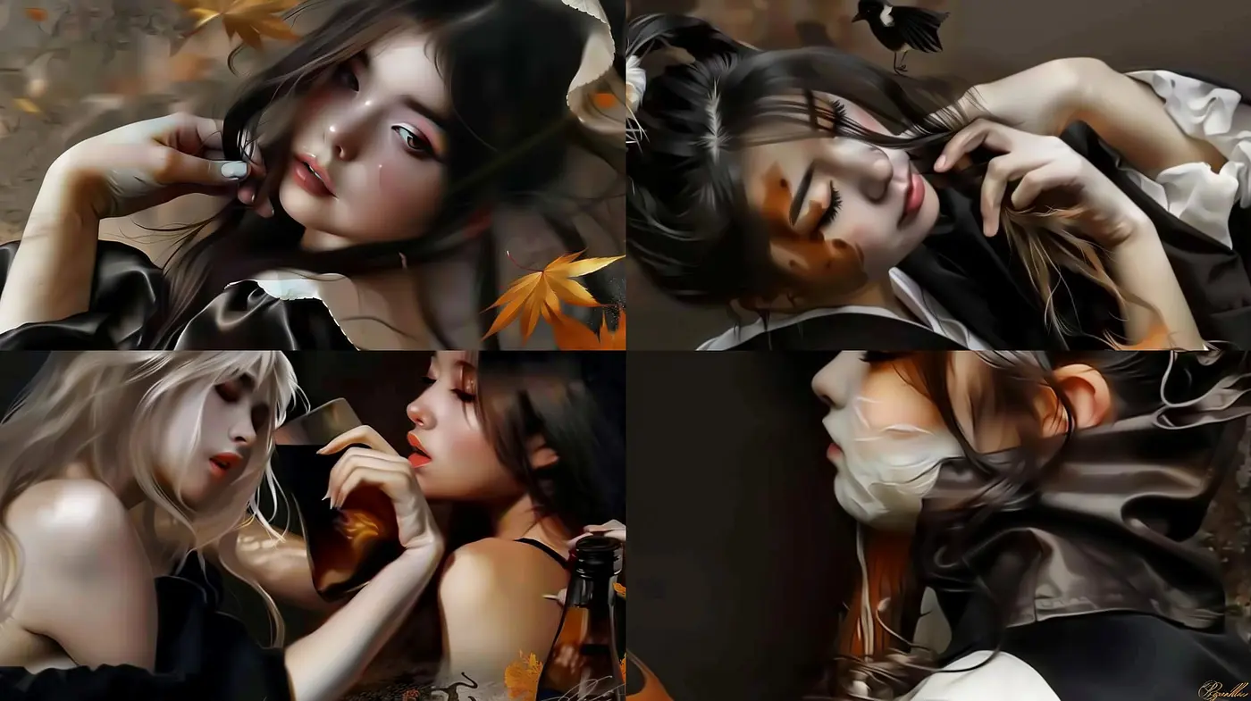Ethereal Midnight Reverie: A Fusion of Dark Dreamlike Elements with a Melancholic Palette - Midjourney sref style