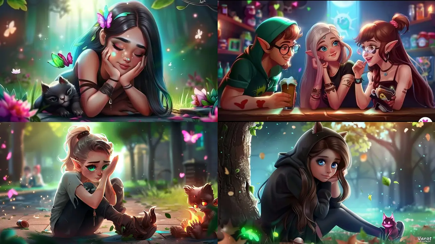 Enchanted Luminescence: A Harmonious Fusion of Whimsical Colors and Dreamy Atmospheres - Midjourney sref style