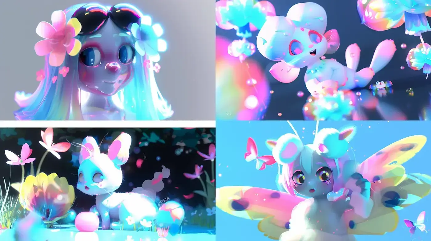 Whimsical and Luminous Character Illustrations with a Dreamlike Quality - Midjourney sref style