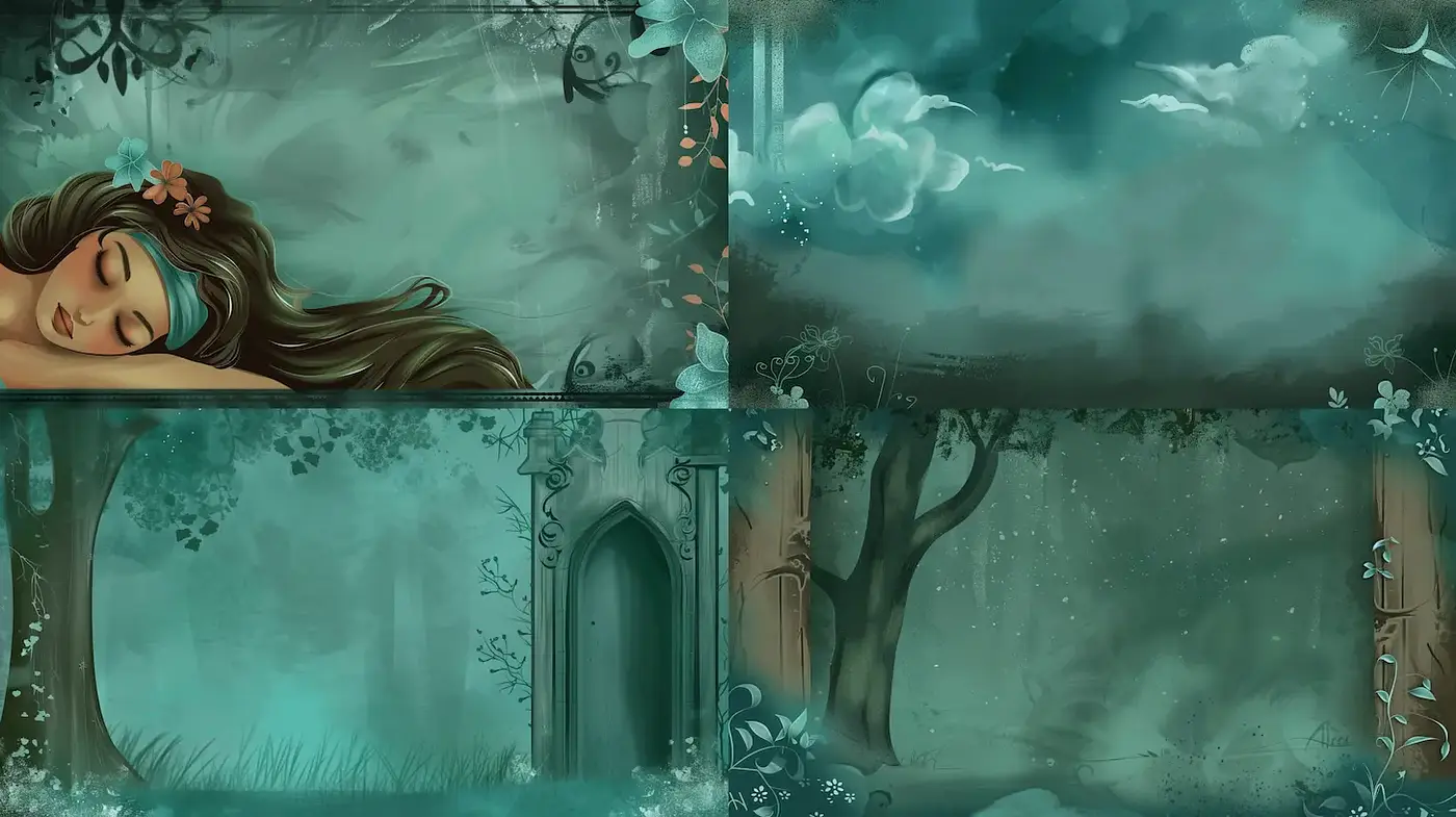 Dreamy ethereal landscapes with enchanting elements - Midjourney sref style